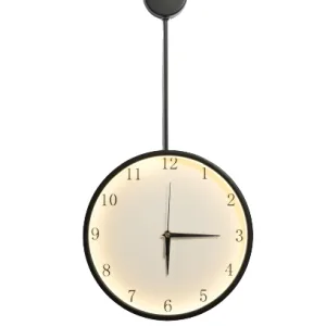 CE Luminescent wall clock with LED lights black Minimalism wall lights sofa background lamp with clock entrance area aisle decorative lighting clock with led